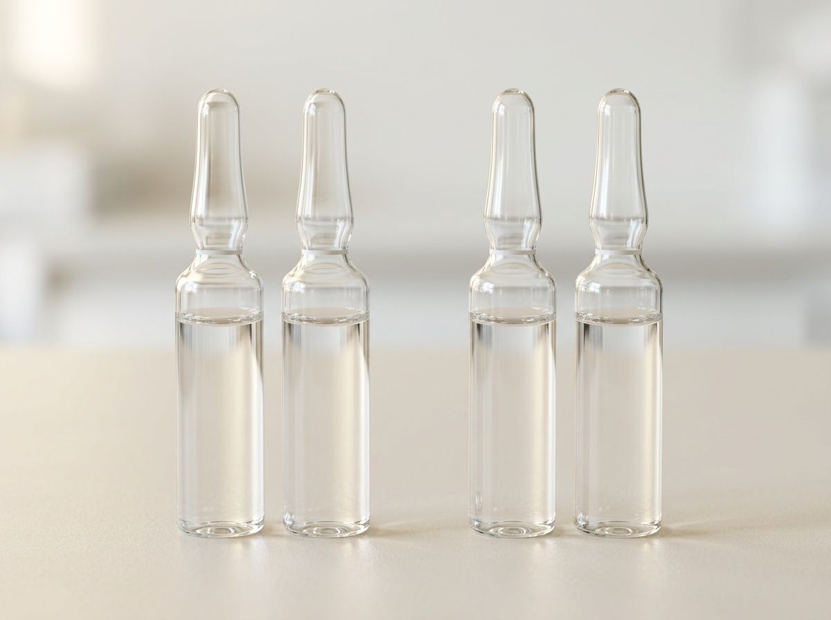 Капельница Пикамилона Прозрачные стеклянные ампулы на столе